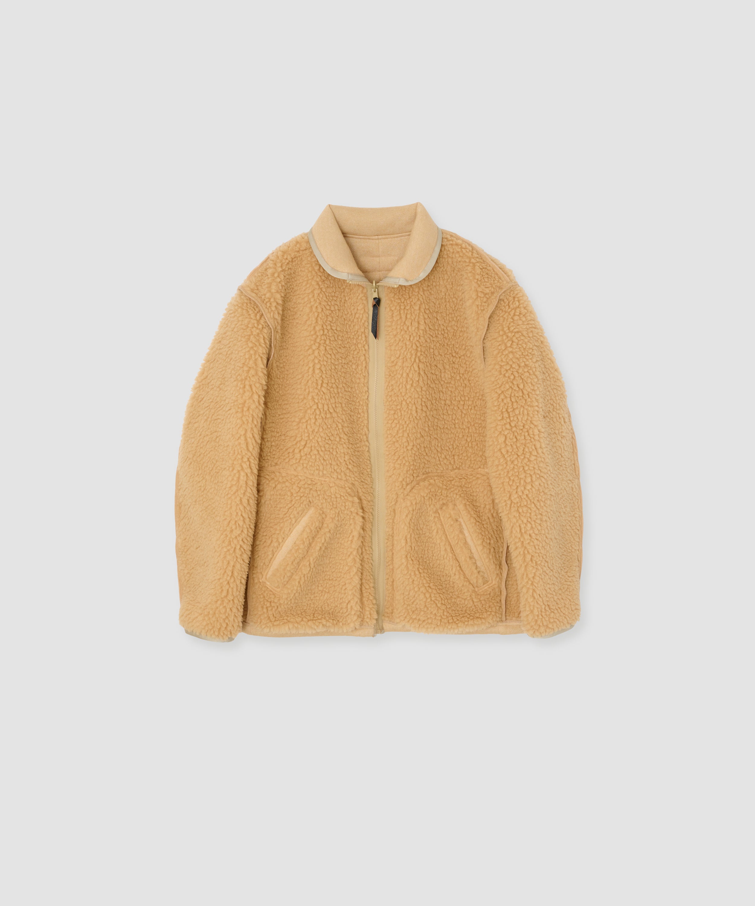 POLYESTER BOA FLEECE REVERSIBLE ZIP UP JACKET