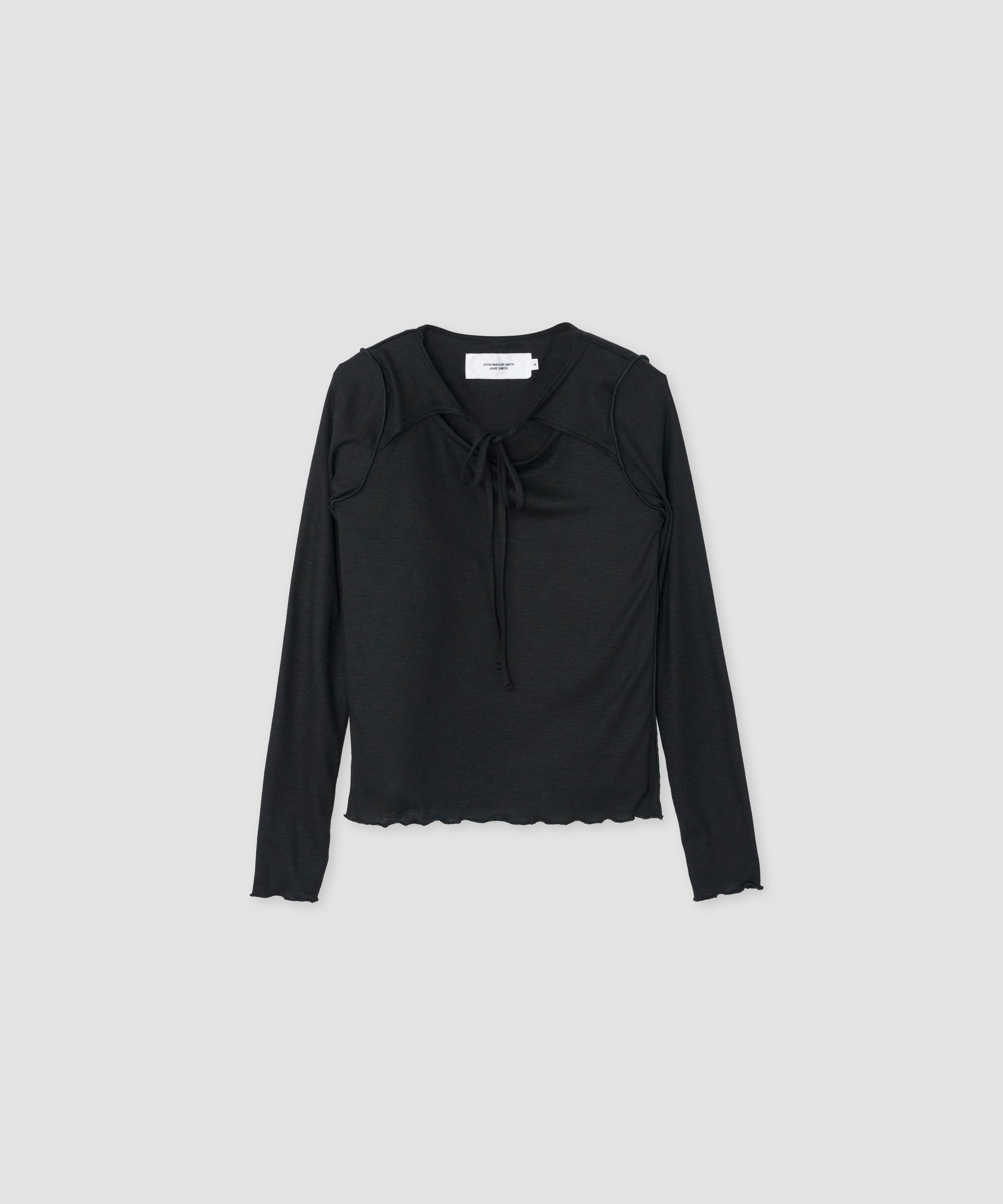 WOOL RIB FRONT STRING PULLOVER