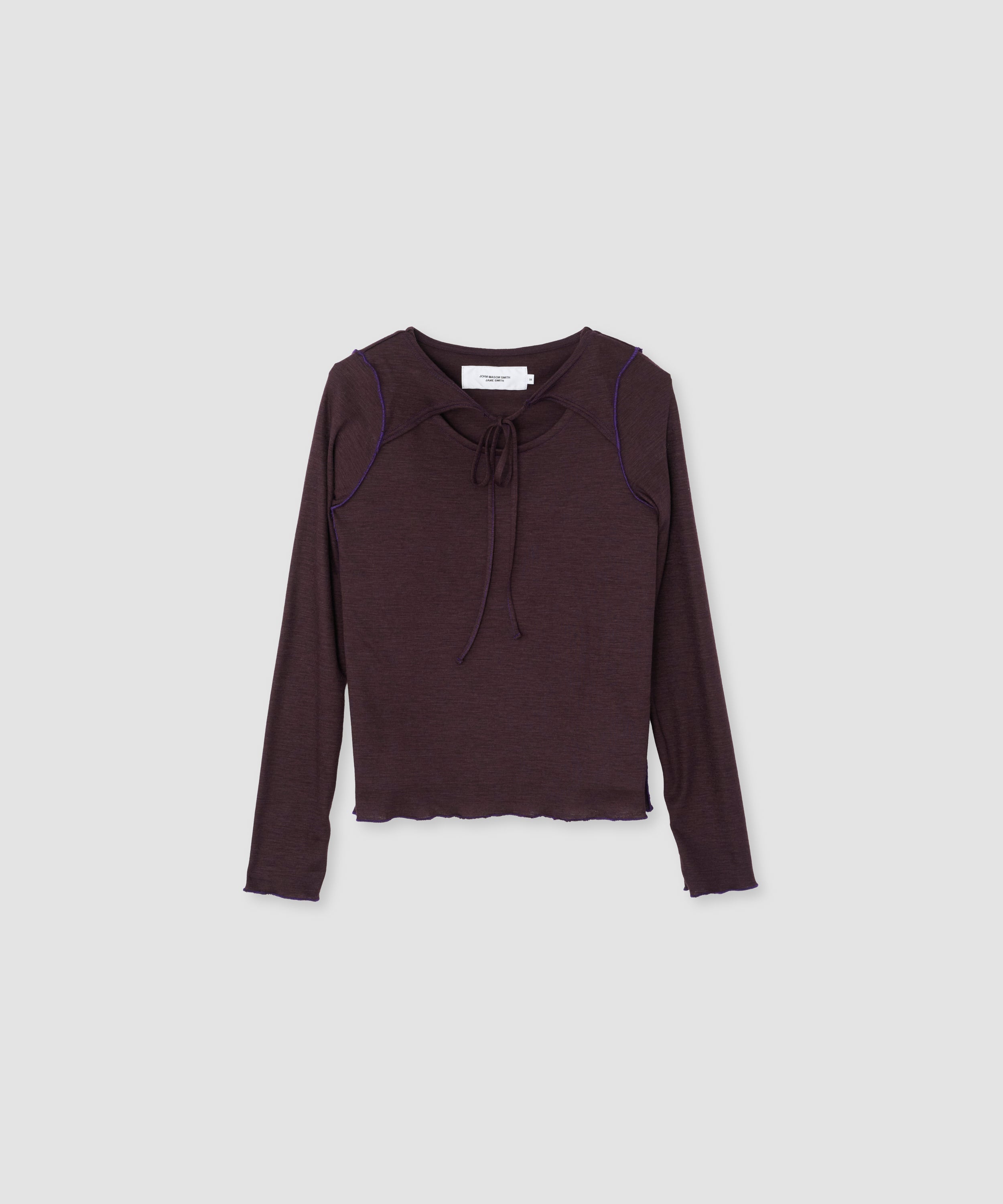 WOOL RIB FRONT STRING PULLOVER