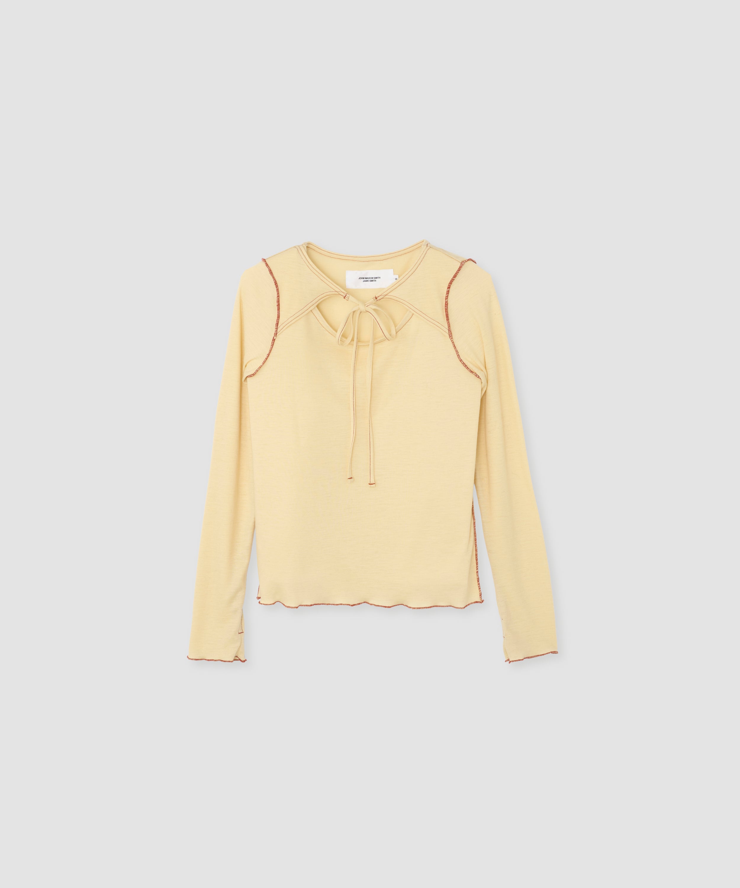 WOOL RIB FRONT STRING PULLOVER