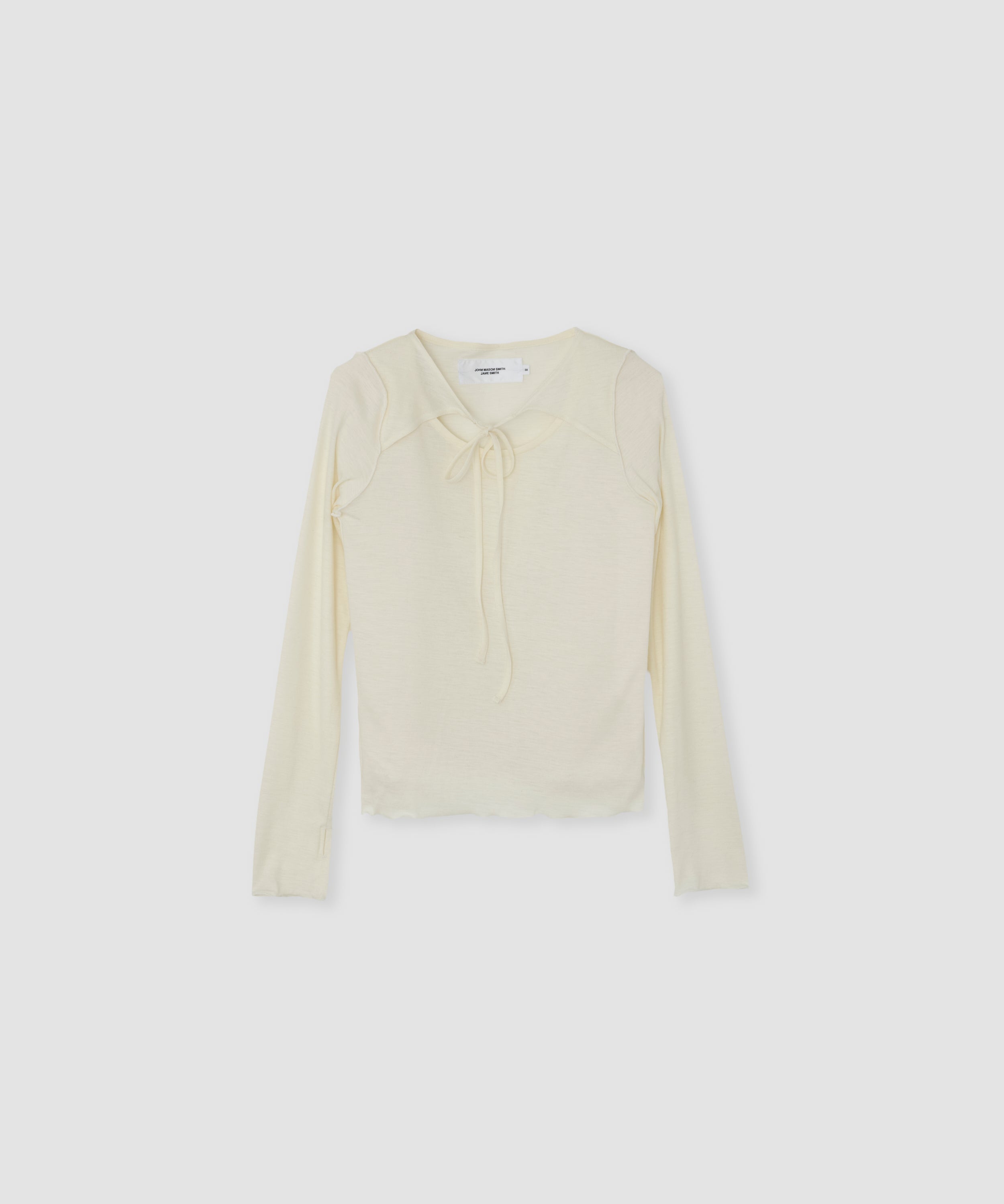 WOOL RIB FRONT STRING PULLOVER