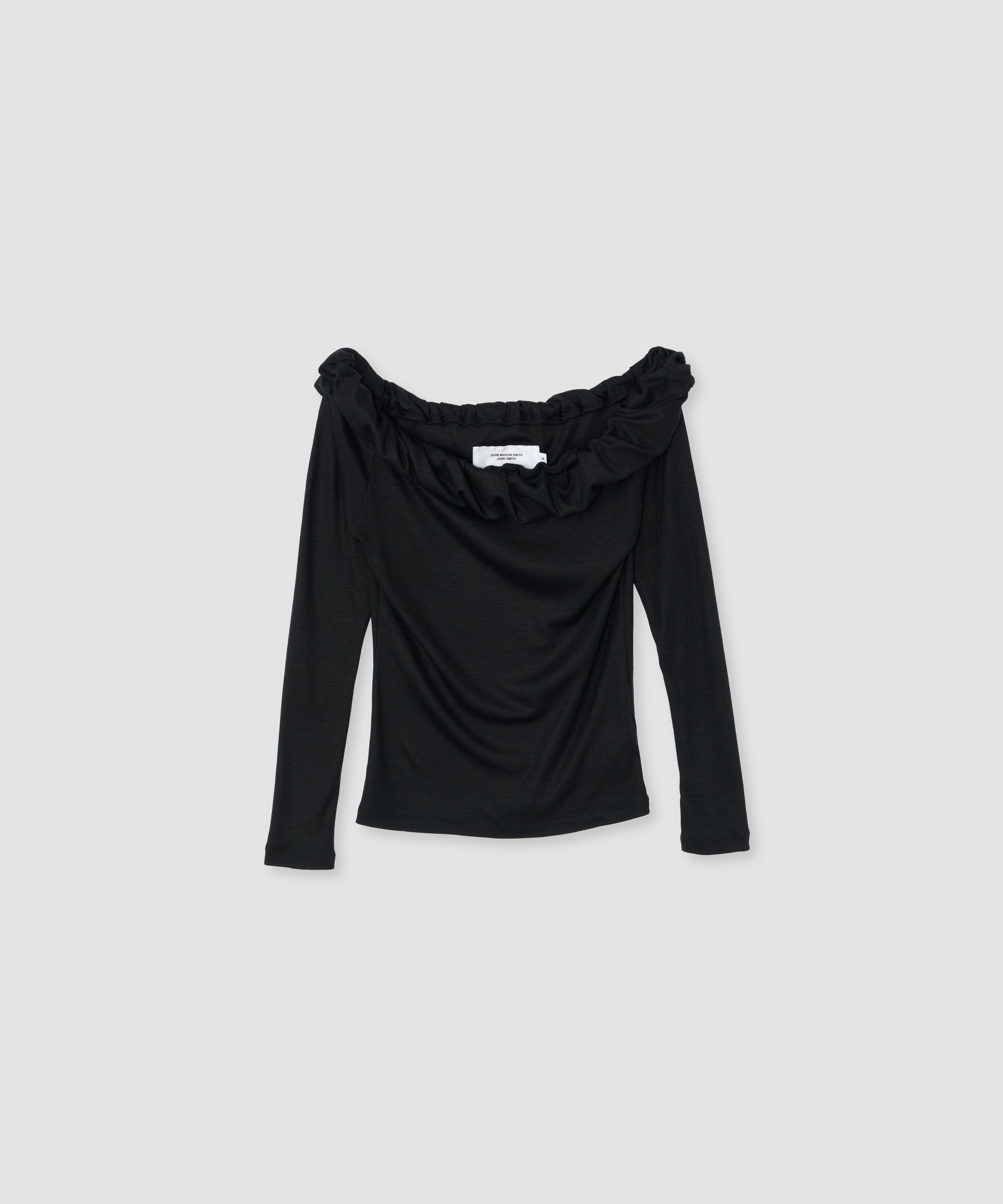WOOL RIB TWISTED OFF SHOULDER PULLOVER