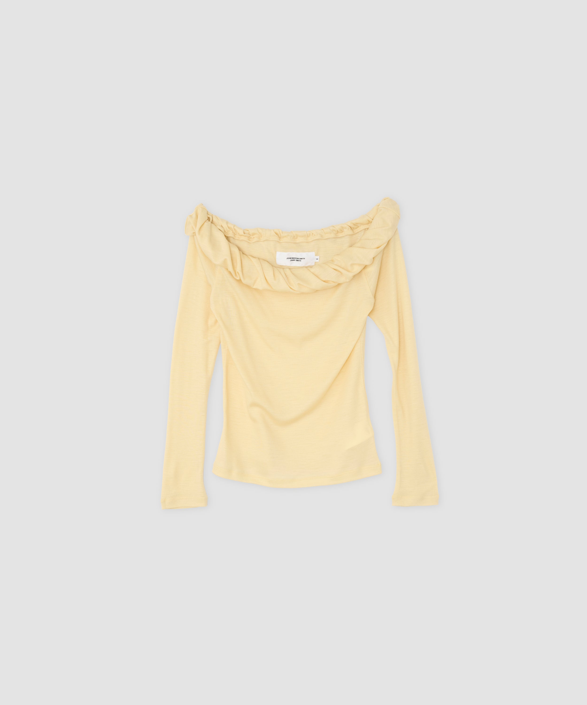 WOOL RIB TWISTED OFF SHOULDER PULLOVER
