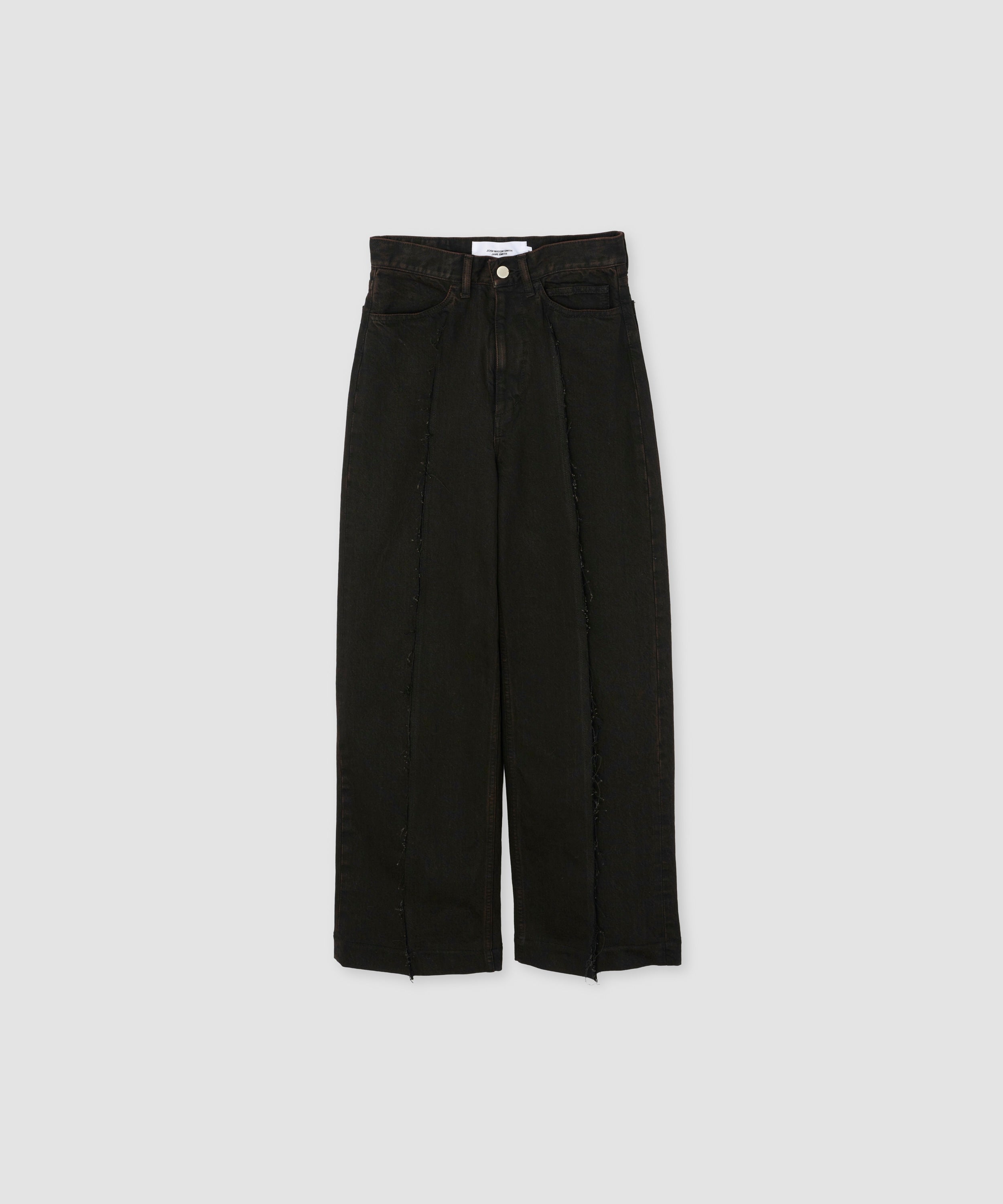 13oz DENIM BROKEN CREASE PINTUCK PANTS BLACK BROWN