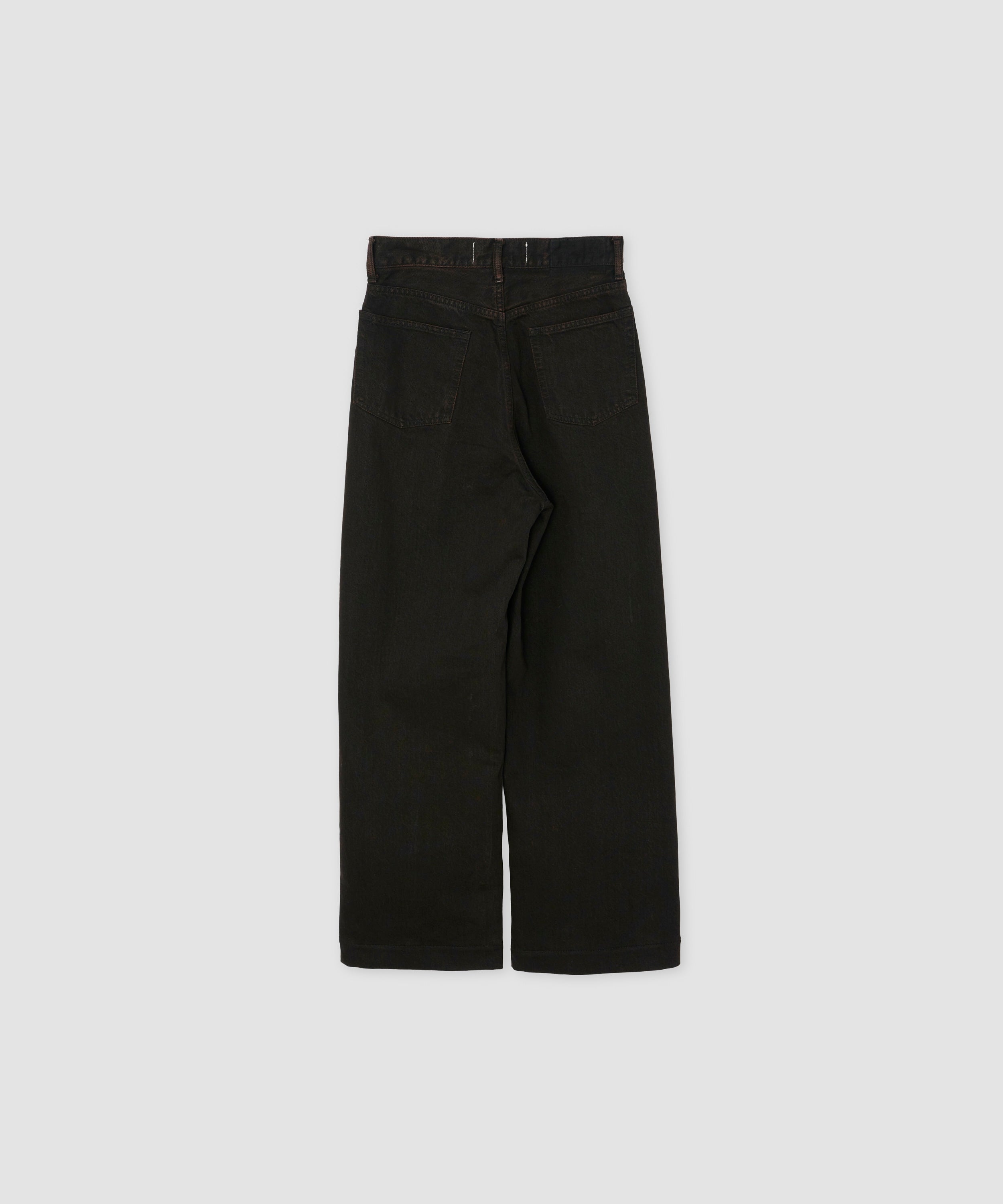 13oz DENIM BROKEN CREASE PINTUCK PANTS BLACK BROWN