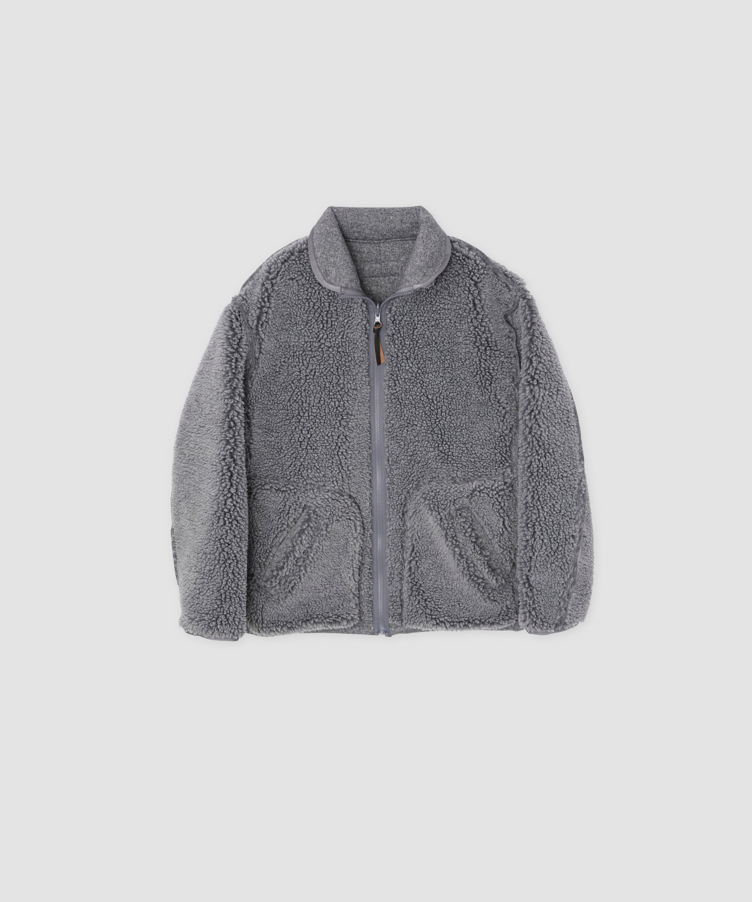 POLYESTER BOA FLEECE REVERSIBLE ZIP UP JACKET