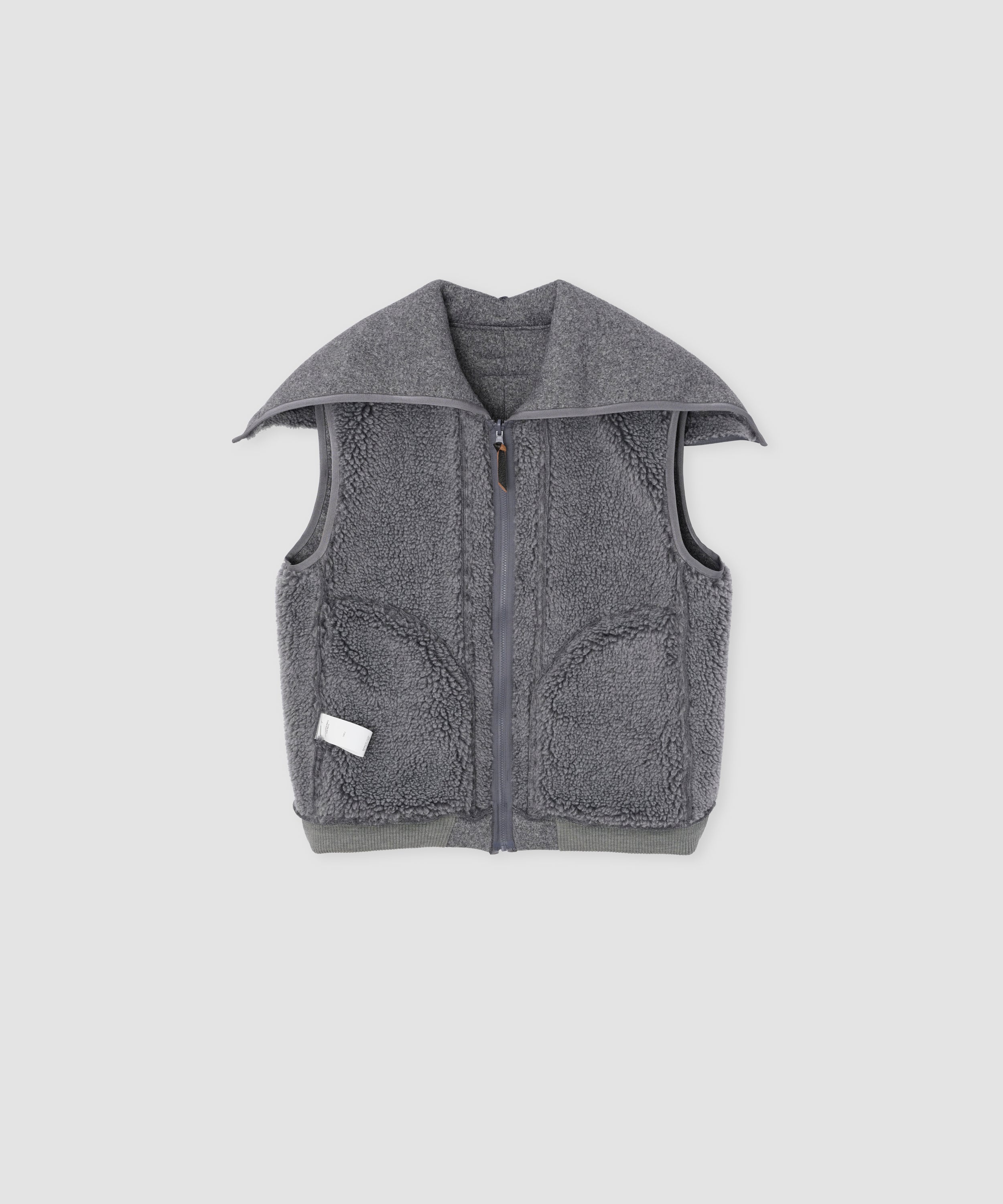 POLYESTER BOA FLEECE REVERSIBLE ZIP UP HOODED VEST