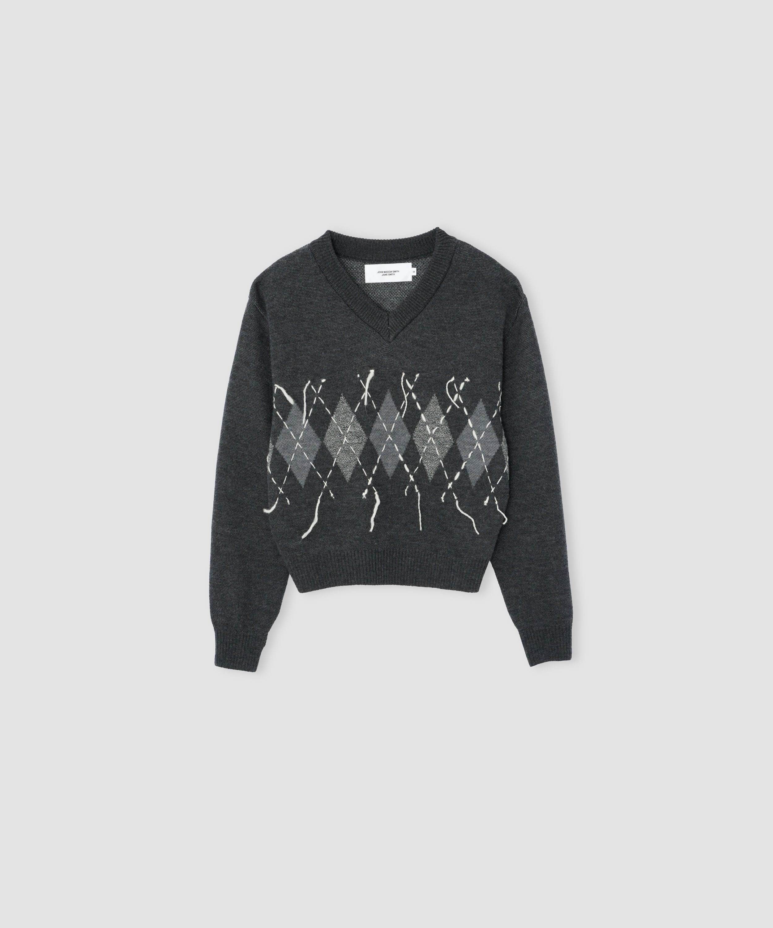 7G DOUBLE JACQUARD ARGYLE V NECK SWEATER