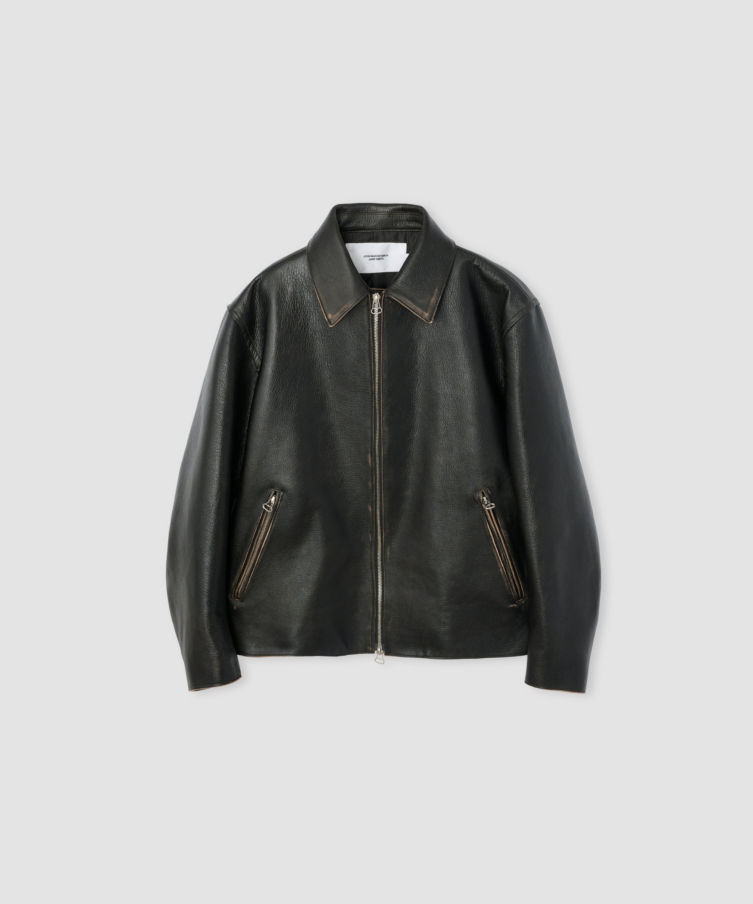 COW LEATHER VINTAGE FINISHED ZIP BLOUSON