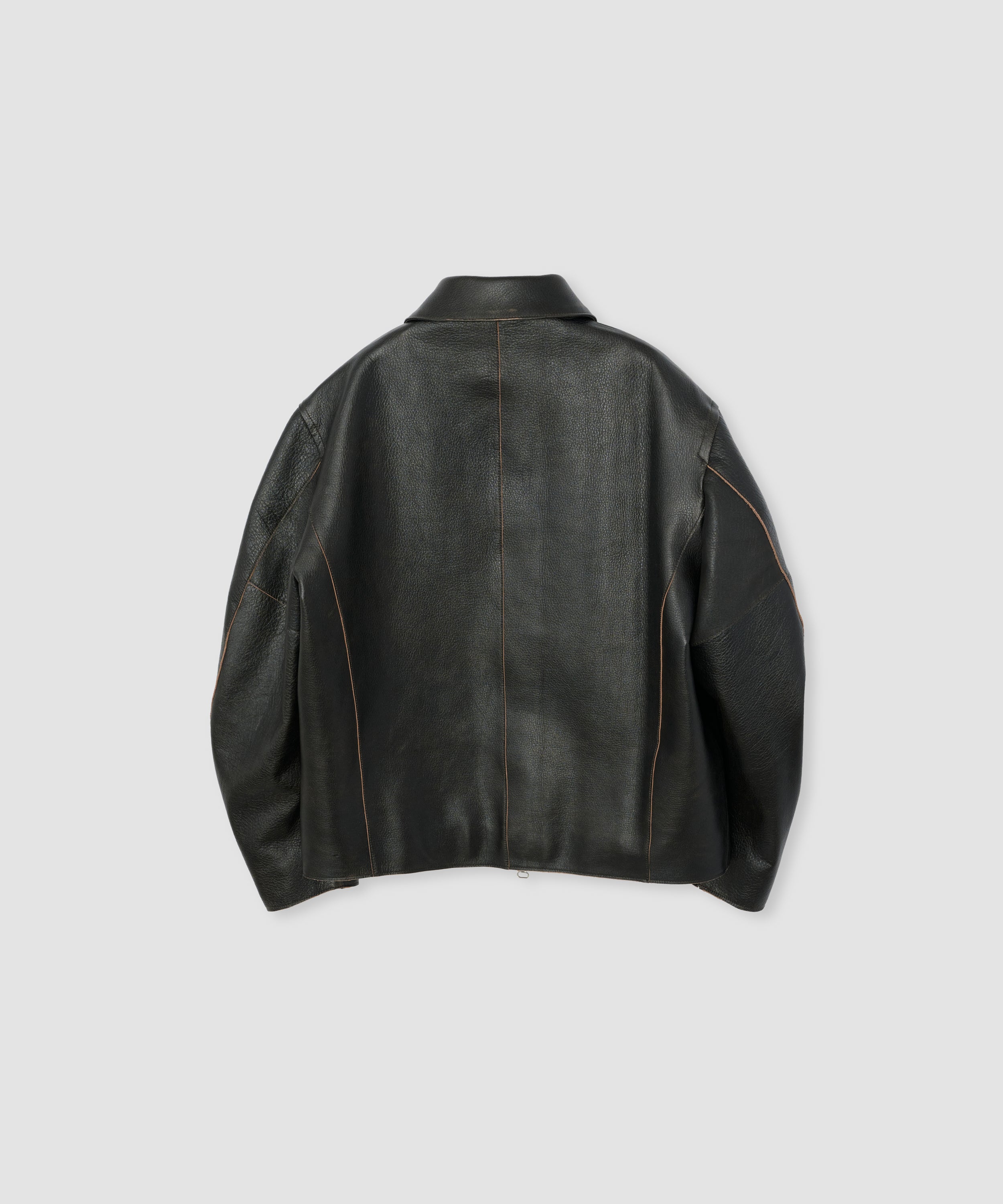 COW LEATHER VINTAGE FINISHED ZIP BLOUSON