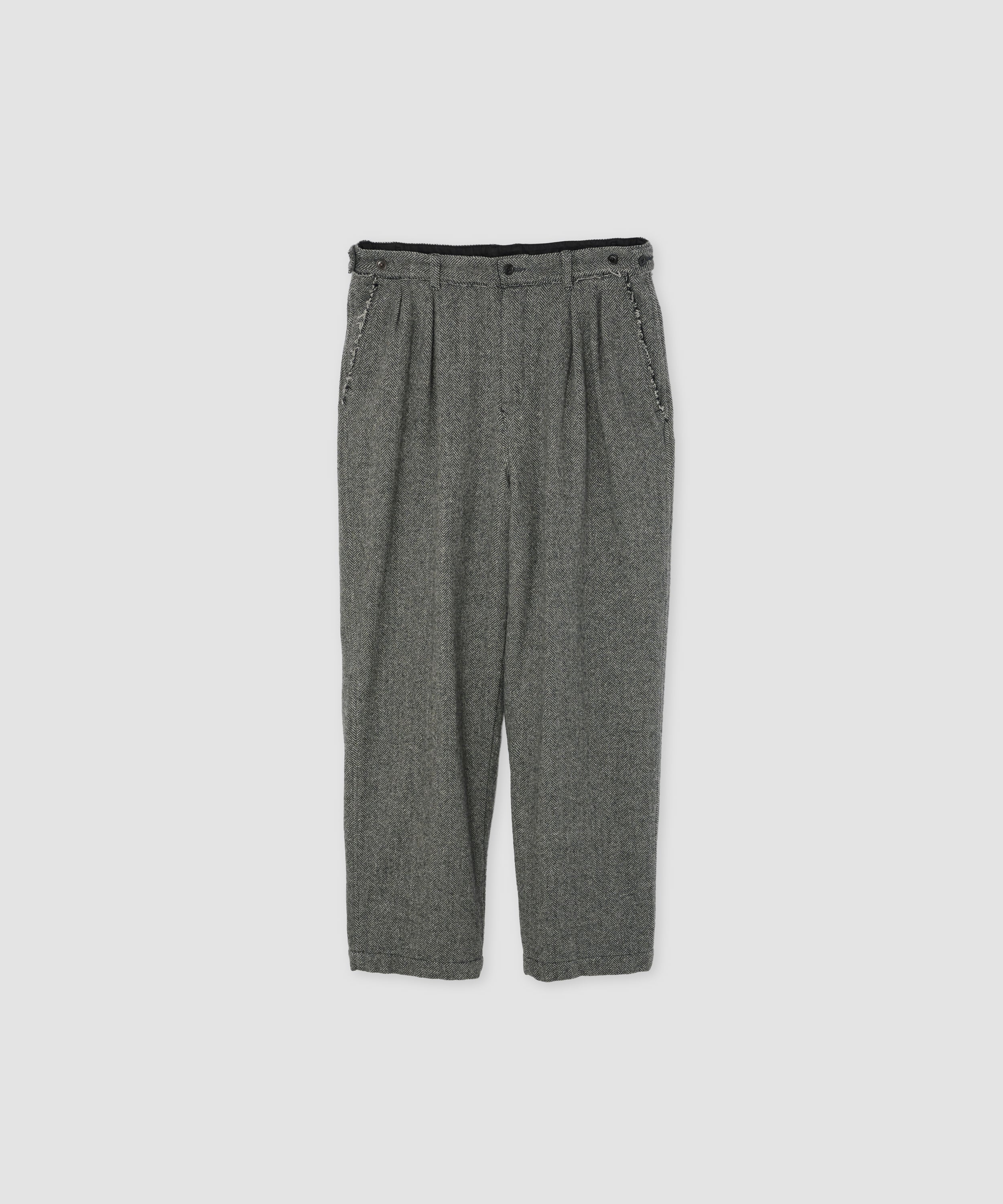 GARMENT WASHED SILKNEP TWEED TWO TUCK PANTS