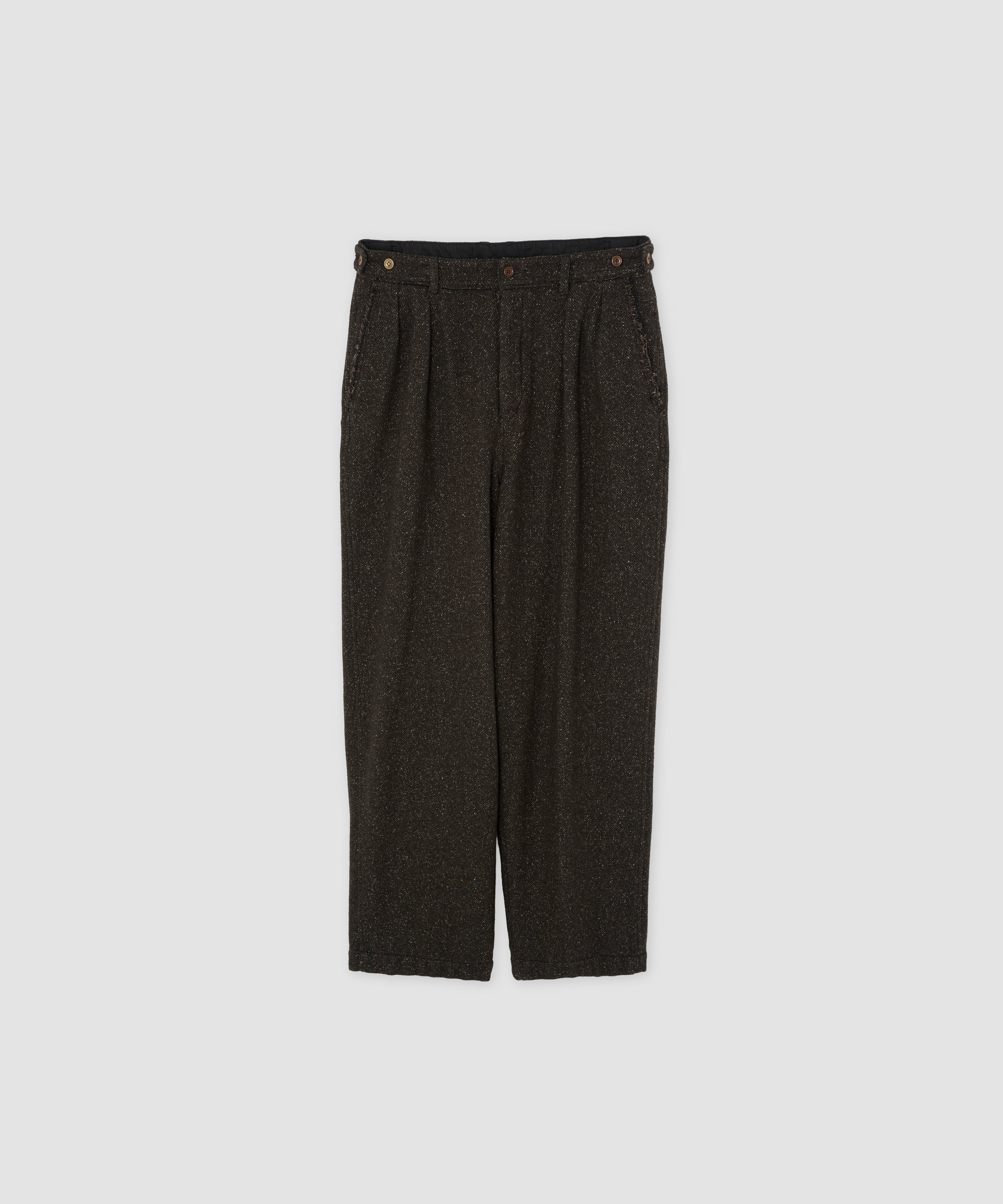 GARMENT WASHED SILKNEP TWEED TWO TUCK PANTS