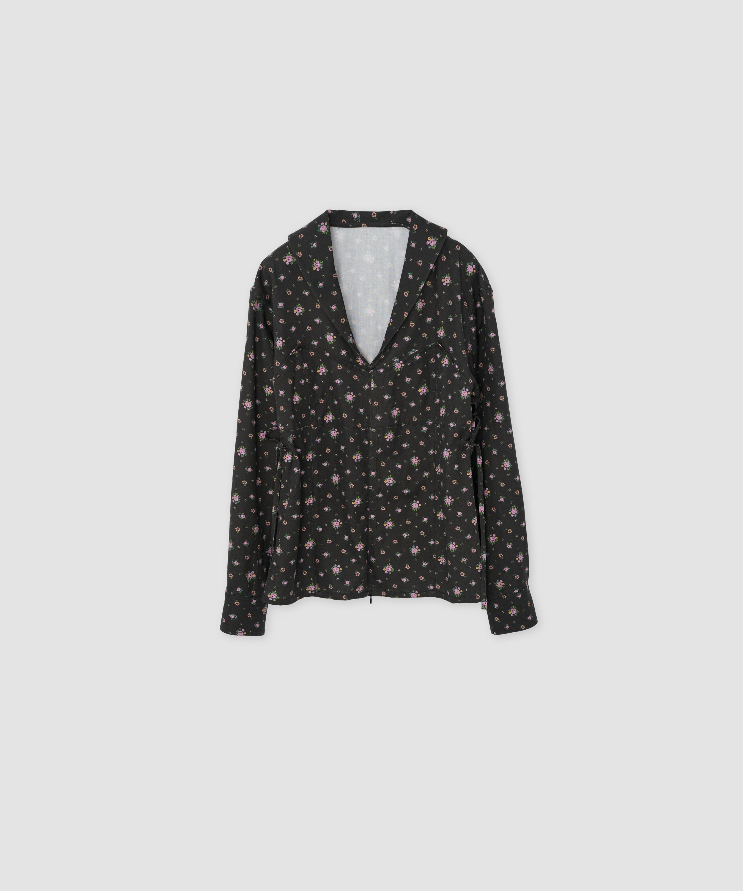 FLOWER PRINT SAILOR COLLAR SHIRT
