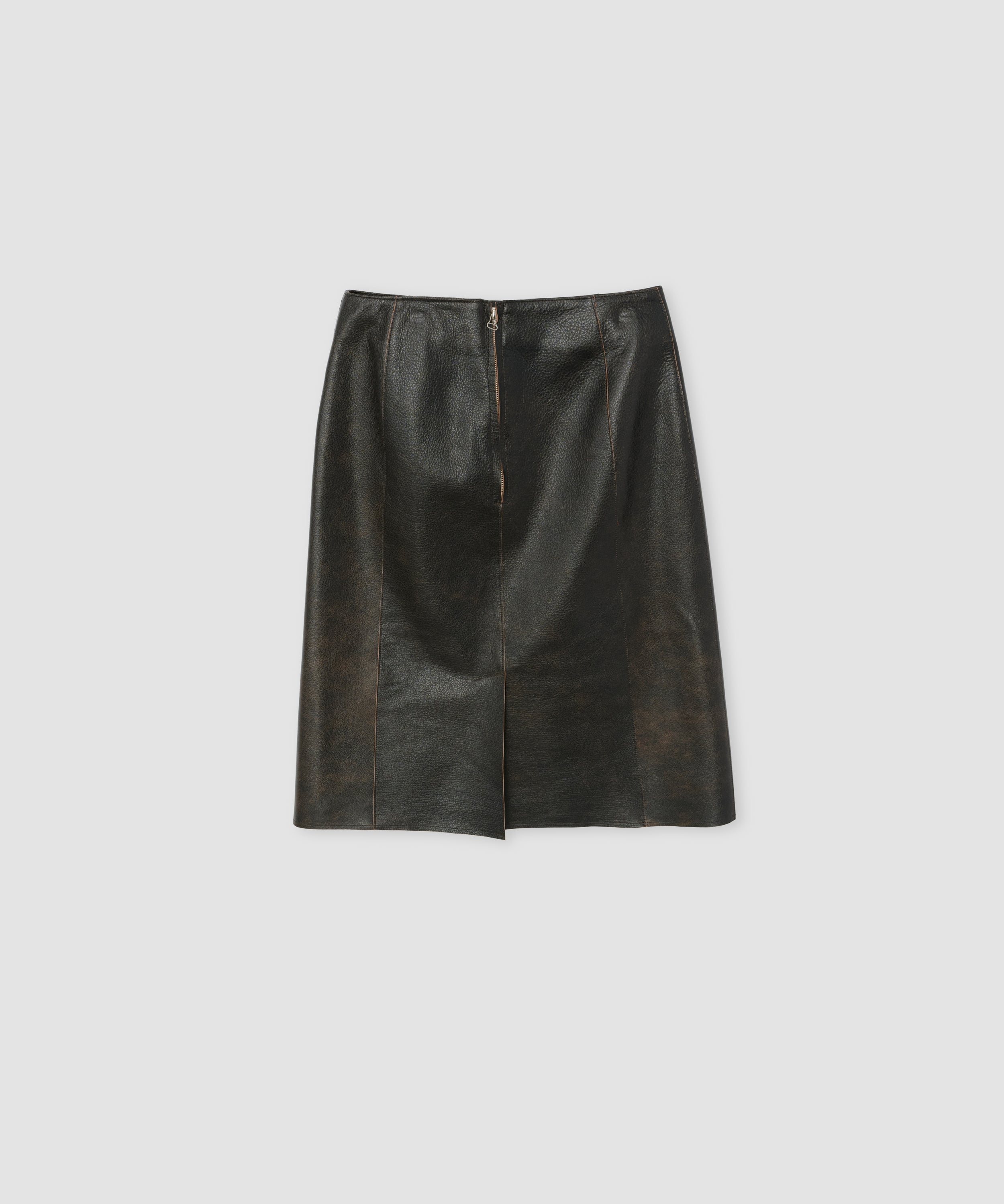 COW LEATHER VINTAGE FINISHED SKIRT
