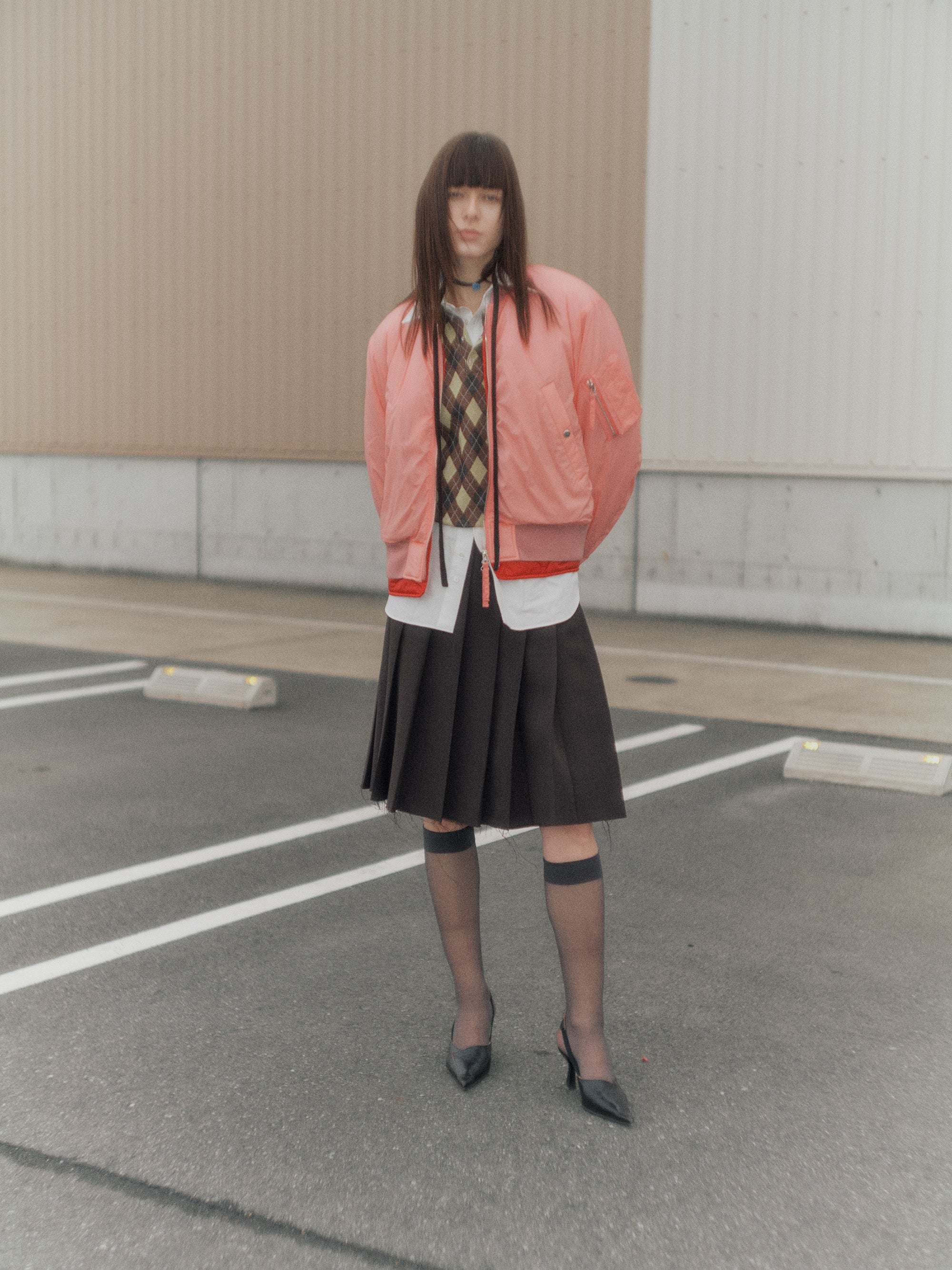POLYESTER W CLOTH PLEATS SKIRT