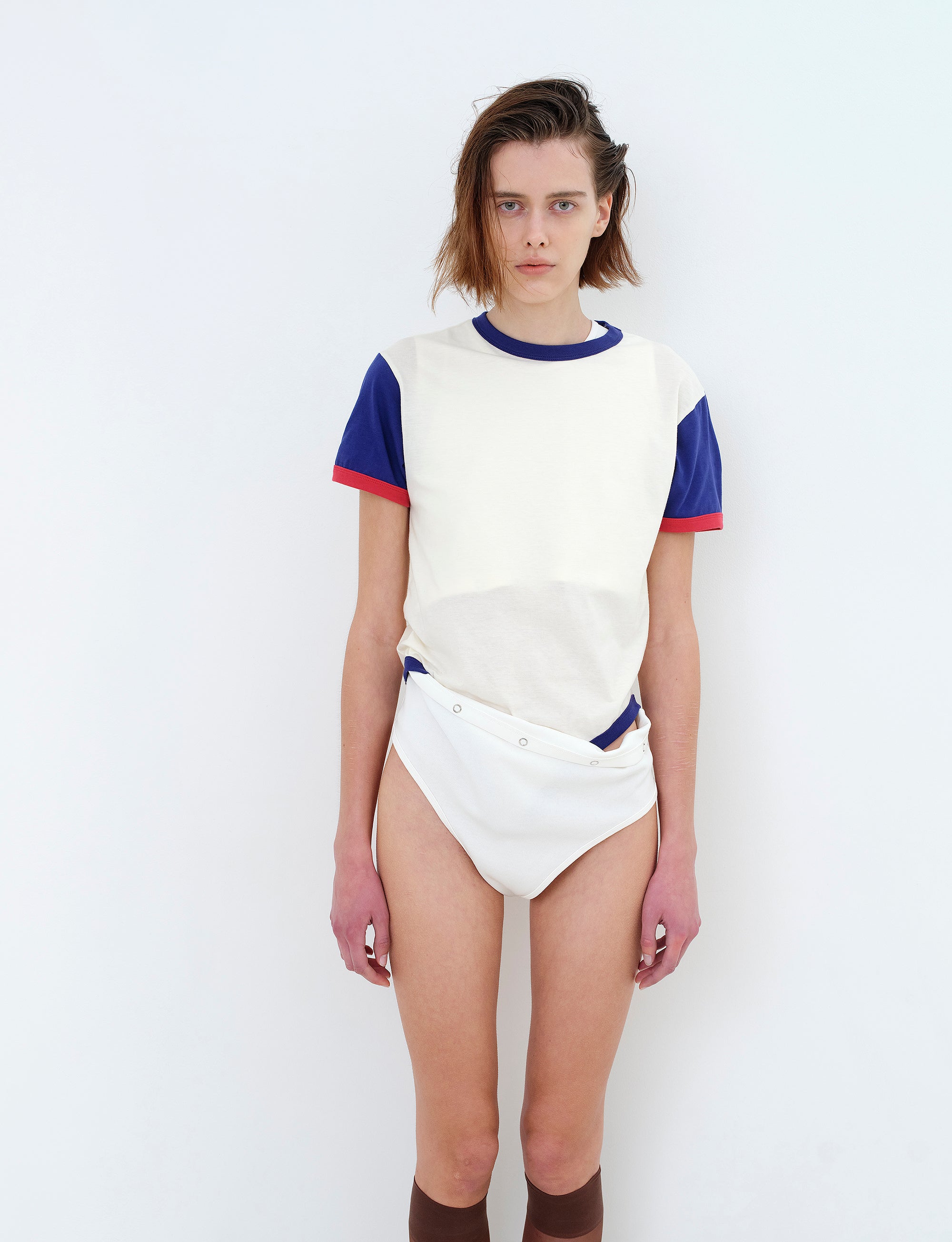 COTTON BI COLOR RINGER ROMPER T-SHIRT