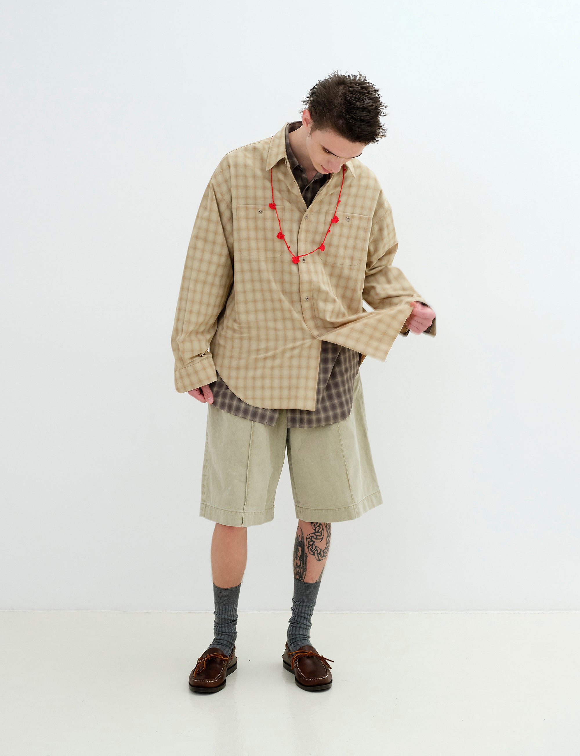 POLYESTER SHADOW CHECK WORK SHIRT