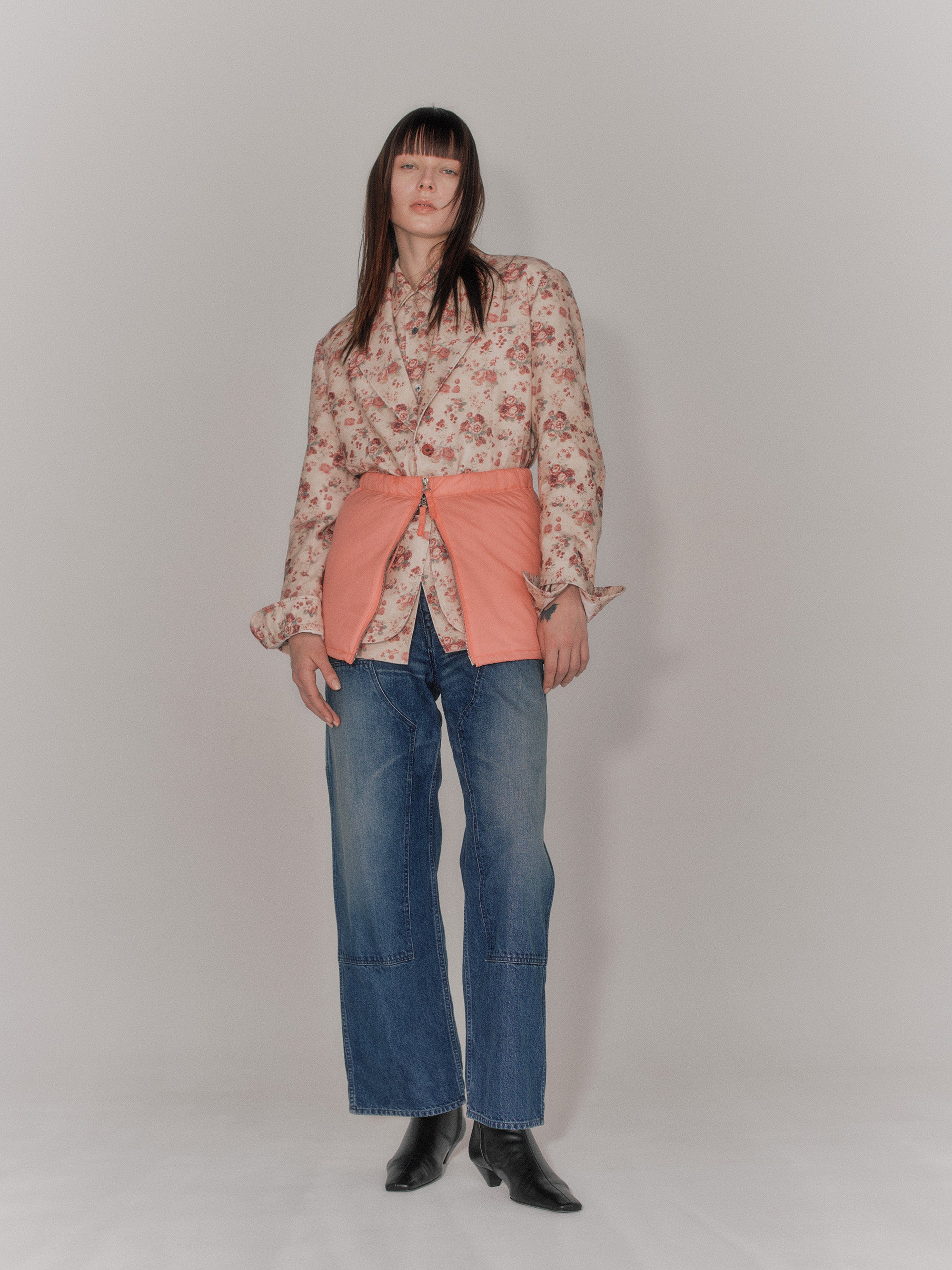 COTTON CORDUROY FLOWER PRINT TAILOR JACKET