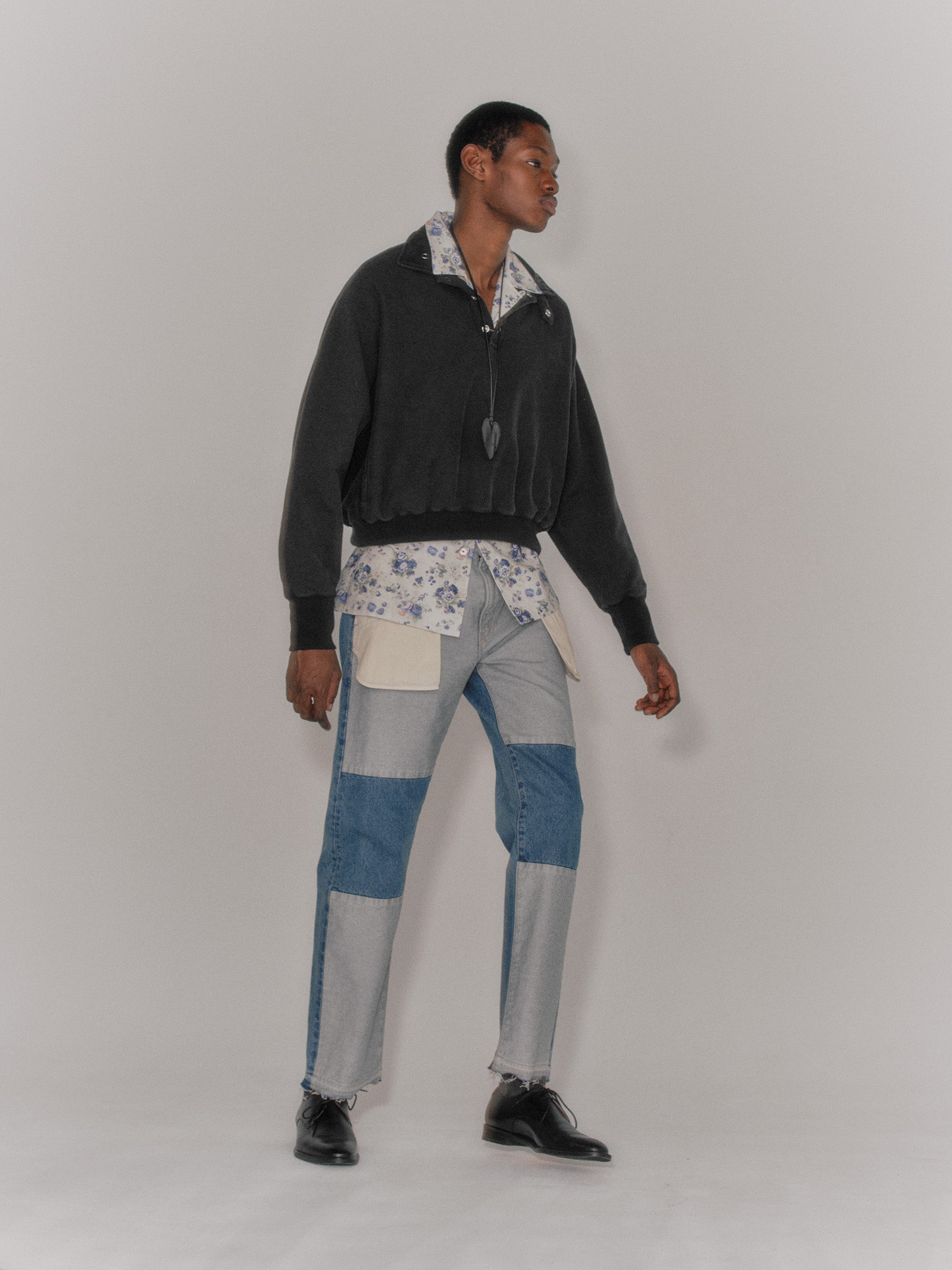 FROSTING COTTON FLEECE SNAP COLLAR PULLOVER